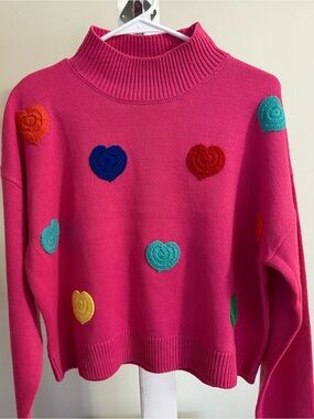NWT Trendy Threads Embroidered Hearts Sweater